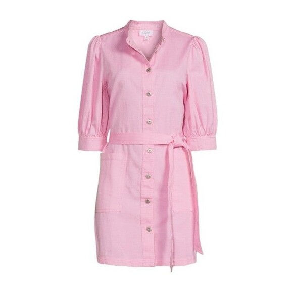 The GET puff sleeve Belted dress Sm Pink Boho Classic Beachy - Picture 1 of 12